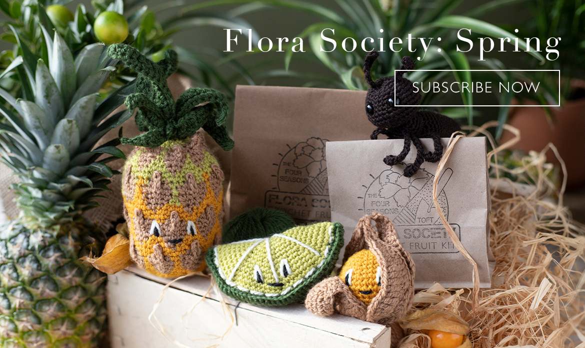 Subscribe to TOFT Flora Society for seasonal fruit crochet boxes